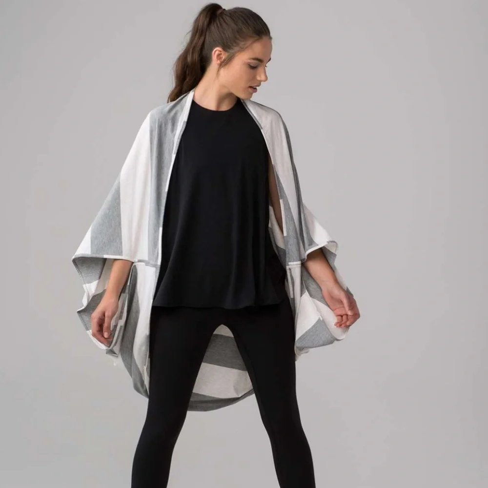 Lululemon Sage Scarf (Cotton) Bold Stripe Medium Grey Heathered Angel Cardigan